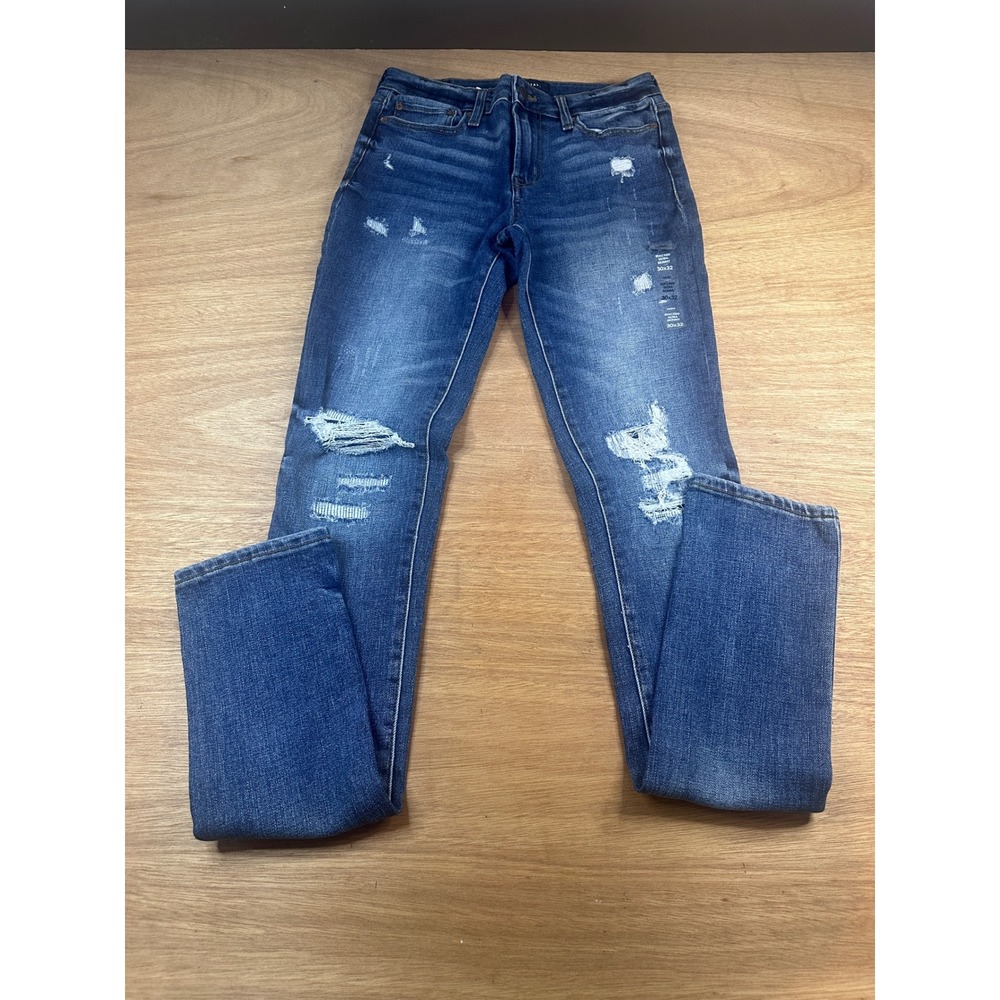 Aeropostale Stacked Ultra Skinny Men's Jeans 30x32 Distressed Stretch Dark Wash